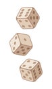 Set of 3 isometric wooden game dices.